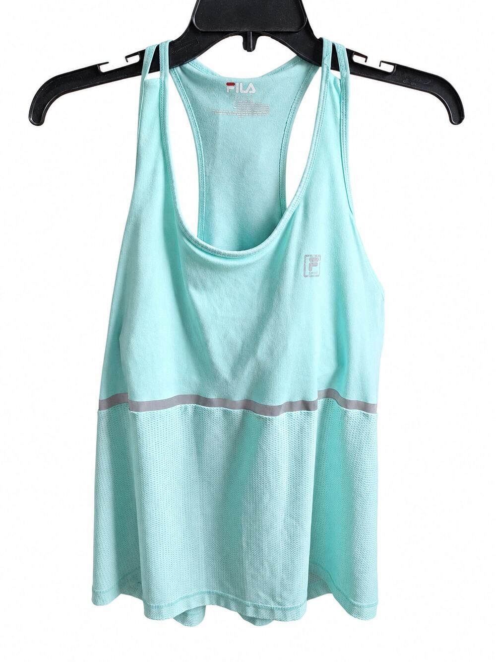 FILA Sport Women’s L Mint Green Racerback Mesh Tank Built In Bra Reflective